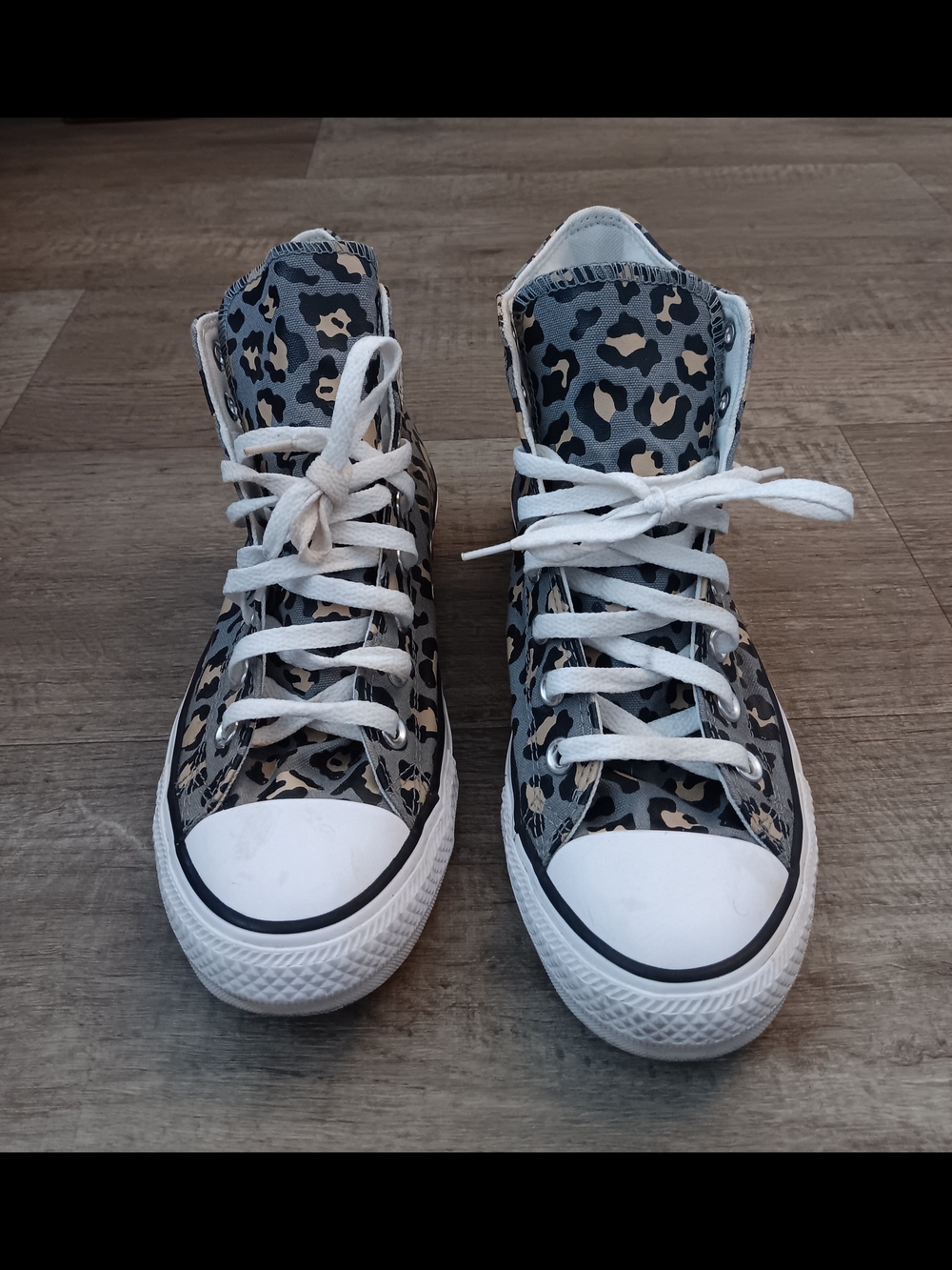 Converse All Star Hi Gray Leopard Print Sneakers Women's Size 10